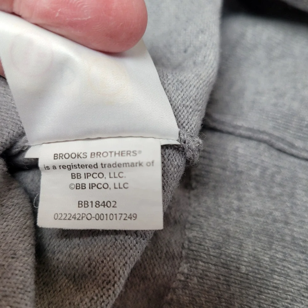 Brooks Brothers Quarter Zip Sweater Mens L Gray Excellent Pima Cotton BB18402‎